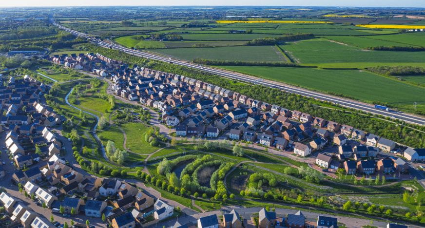 View over new house development